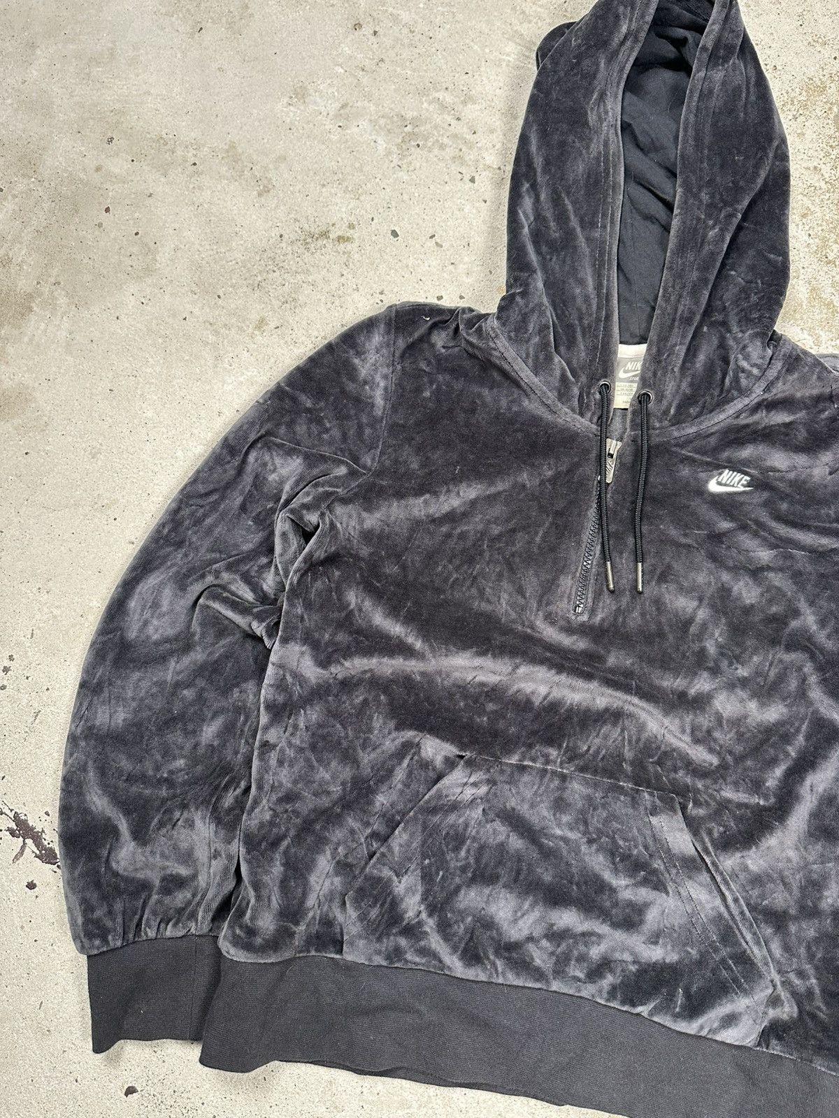 Nike Vintage Y2K Nike Velvet Half Zip Hoodie Swoosh Sweatshirt Size US S / EU 44-46 / 1 - 5 Thumbnail