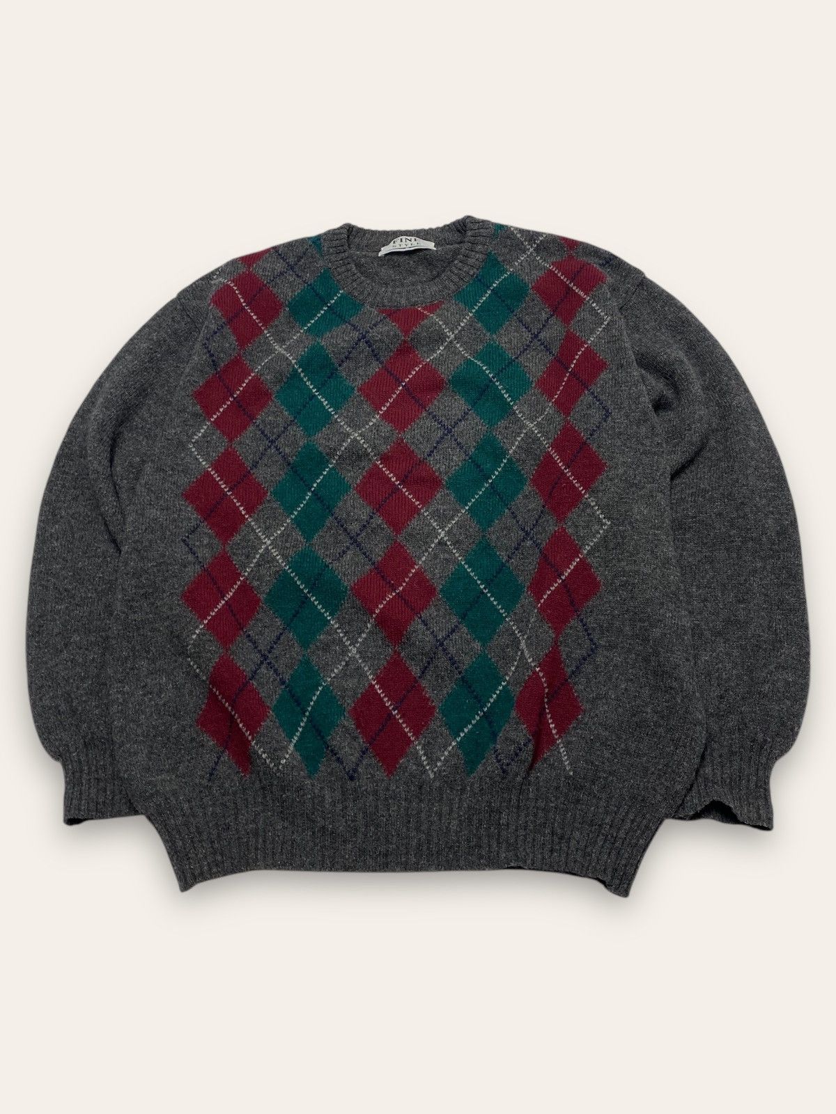 Vintage 90s Vintage FINE STYLE Checkered Warm Wool Sweater Winter Size US XL / EU 56 / 4 - 1 Thumbnail
