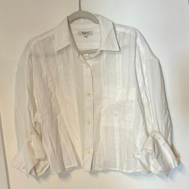 Madewell NWT Madewell Straight-Hem Shirt in Cotton Dobby Size Small Size S / US 4 / IT 40 - 4 Thumbnail