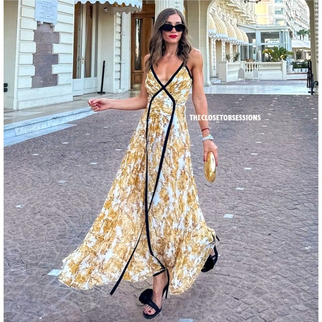 Zara ZARA Printed Yellow Viscose Maxi Dress NWT Size M / US 6-8 / IT 42-44 - 18 Thumbnail
