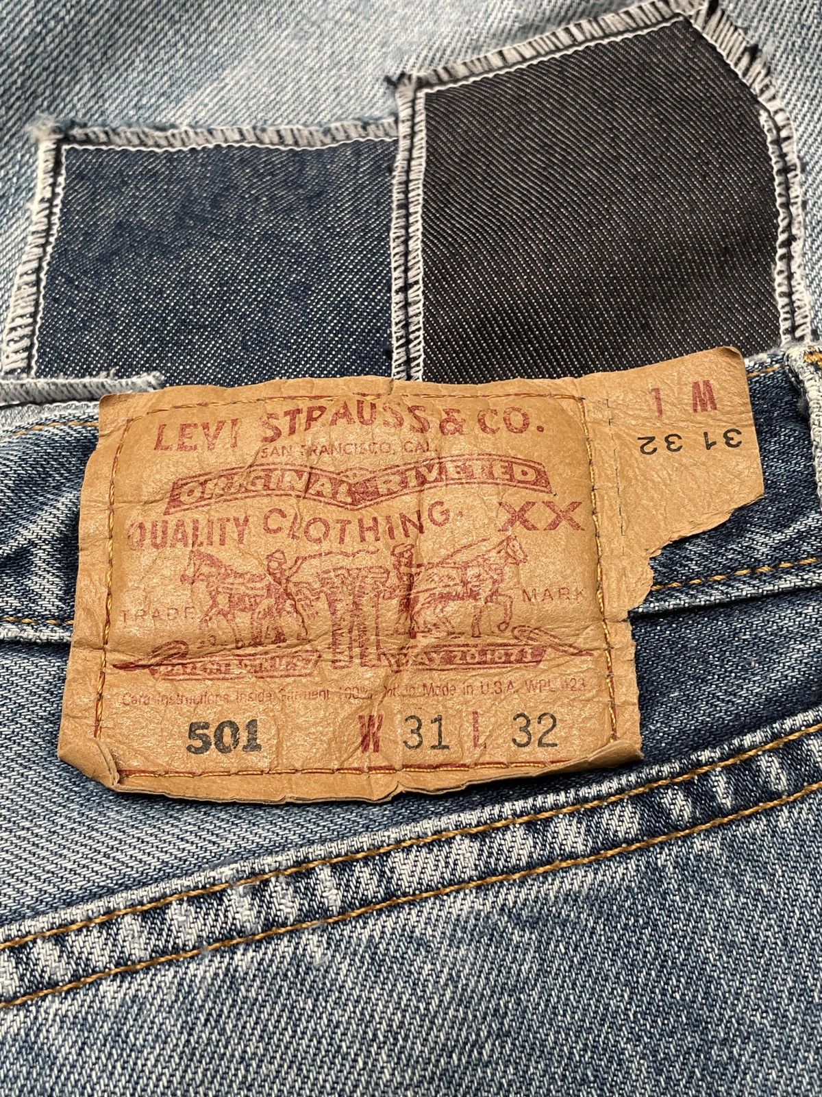 Levi's Vintage Levi’s Made In Usa Patchwork Jeans 1990s Size US 30 / EU 46 - 9 Thumbnail