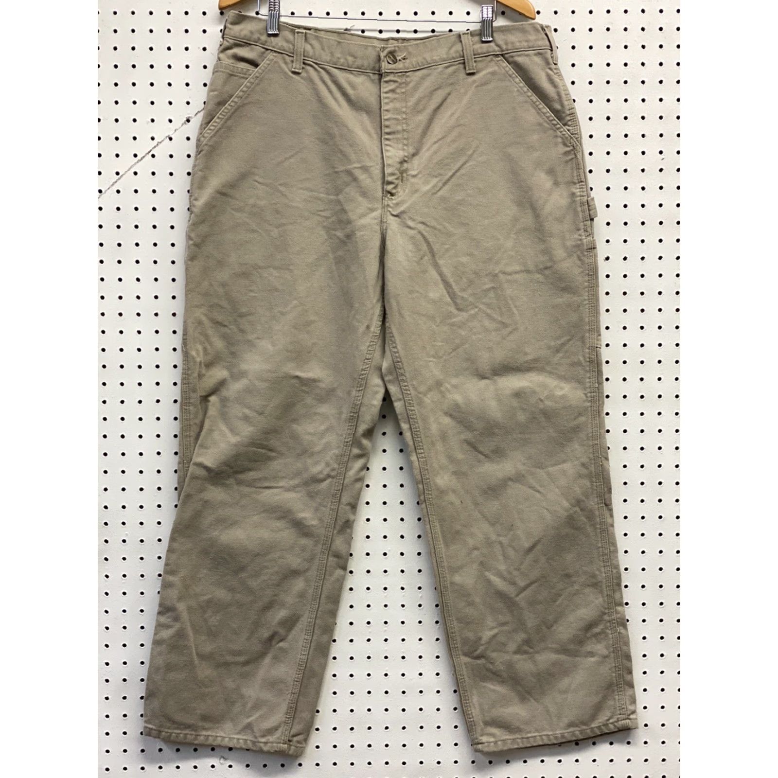 Carhartt Carhartt Pants Carpenter B11DES 38 x 30 Tan Gray Beige Canvas Regular Straight Logo Pockets Workwear Mens Size US 38 / EU 54 - 2 Thumbnail