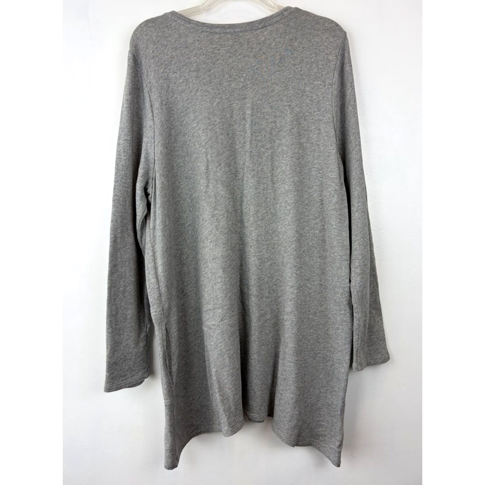 J. Jill J. Jill Tunic Blouse Womens Large V-Neck Pullover Gray Stretch Casual Comfort Shirt Size L / US 10 / IT 46 - 2 Thumbnail
