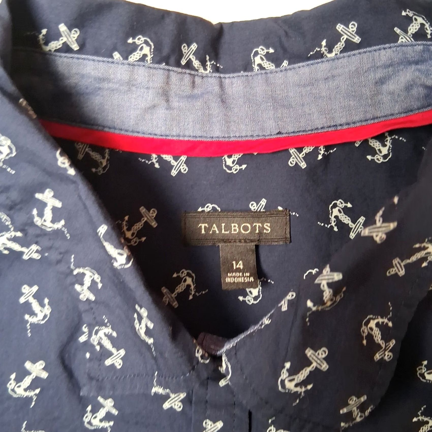 Talbots Talbots Blouse Women 14 Blue Nautical Anchor Sail Boat Long Sleeve Shirt Casual Office Wear 14 Blue Size XL / US 12-14 / IT 48-50 - 3 Thumbnail