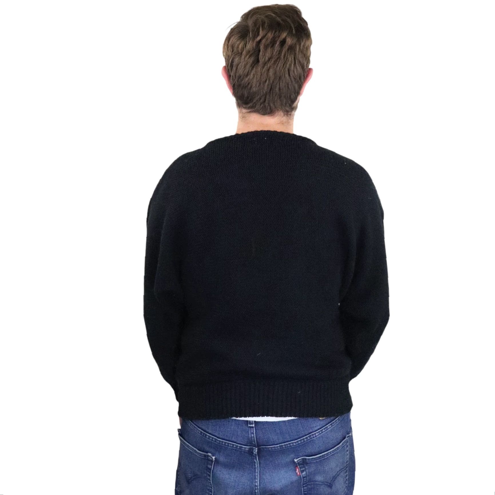 Vintage VINTAGE Carducci Sweater Mens M Black Chunky-Knit Crew Neck 3d Embellished Ribbon Lace 80s 90s Dad Core Pullover Modern Retro Style/Coogi-inspired Size US M / EU 48-50 / 2 - 2 Thumbnail