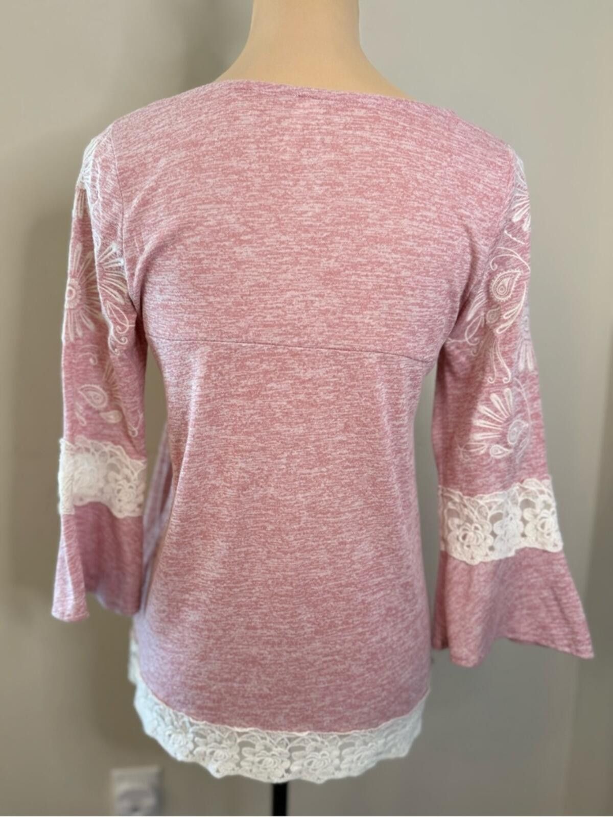 Roper Roper boho blush pink tunic top cream floral lace SZ SM Size S / US 4 / IT 40 - 4 Thumbnail