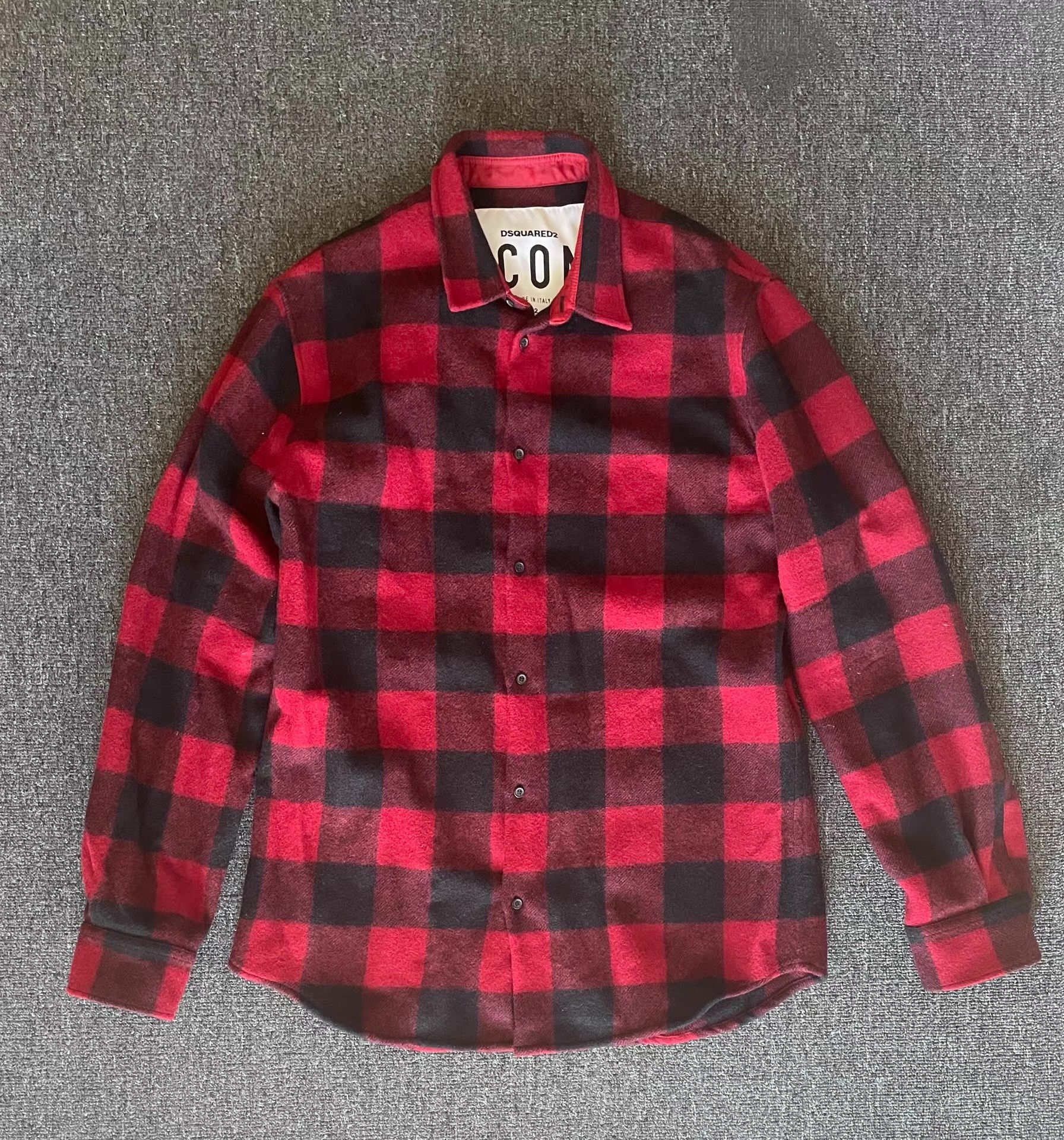 Dsquared2 Dsquared2 Red and Black Plaid Wool Shirt, Size US XL / EU 56 / 4 - 1 Thumbnail