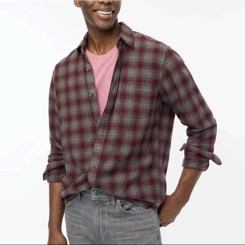 J.Crew J. Crew Flannel Maroon Grey Plaid Large Size US L / EU 52-54 / 3 - 1 Thumbnail