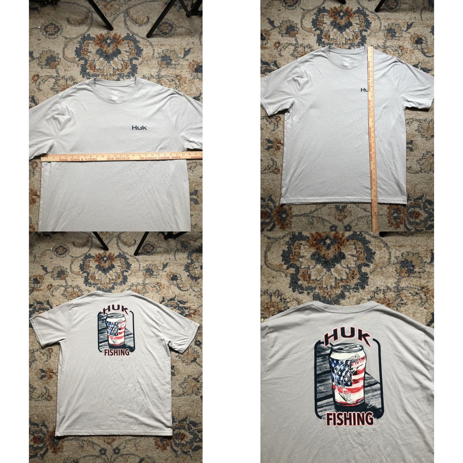 Vintage VINTAGE Huk Shirt Mens XL Gray Fishing Graphic Patriotic USA Flag Bass Tee Size US XL / EU 56 / 4 - 8 Thumbnail