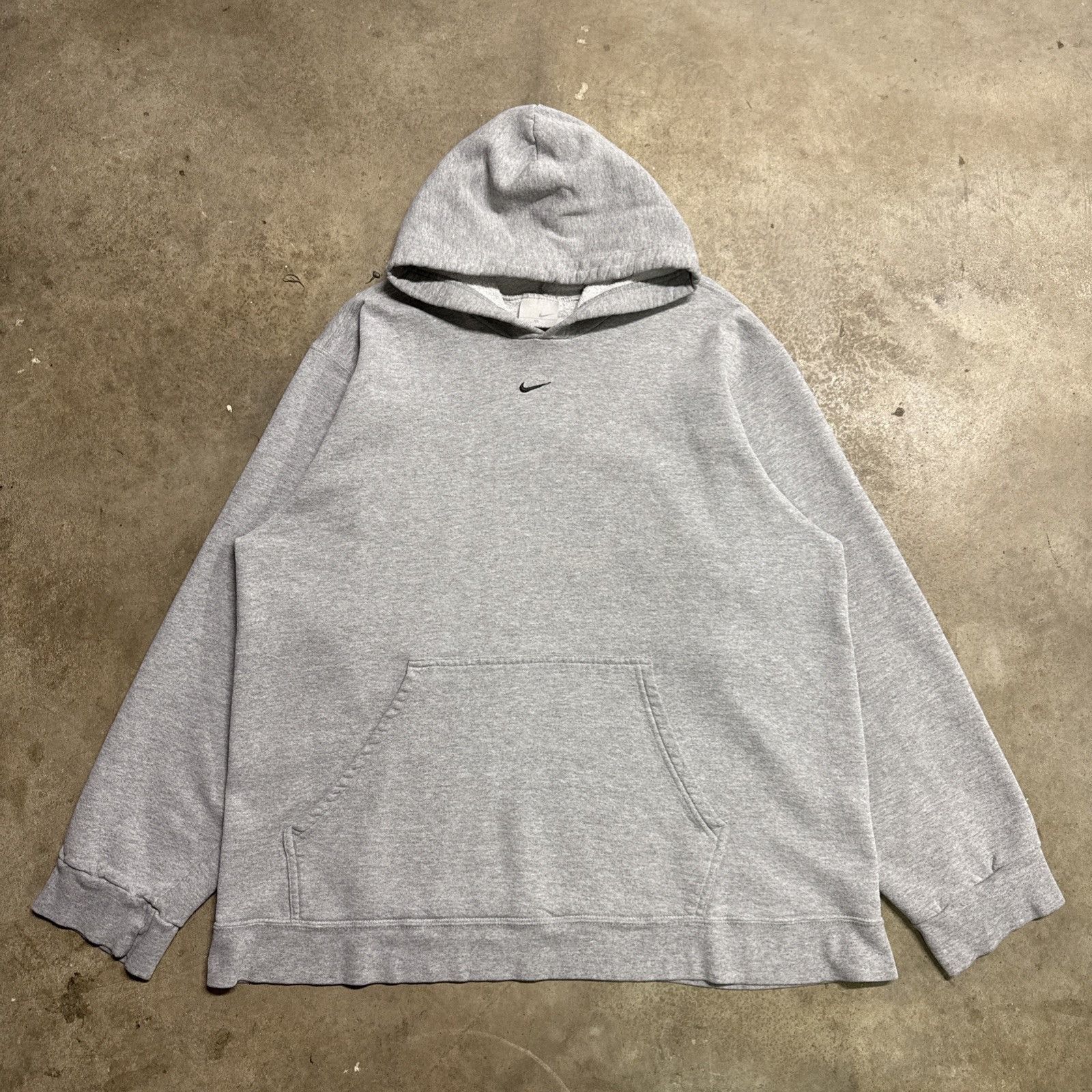 Vintage Nike Hoodie Mens XL Gray Center Swoosh Skate