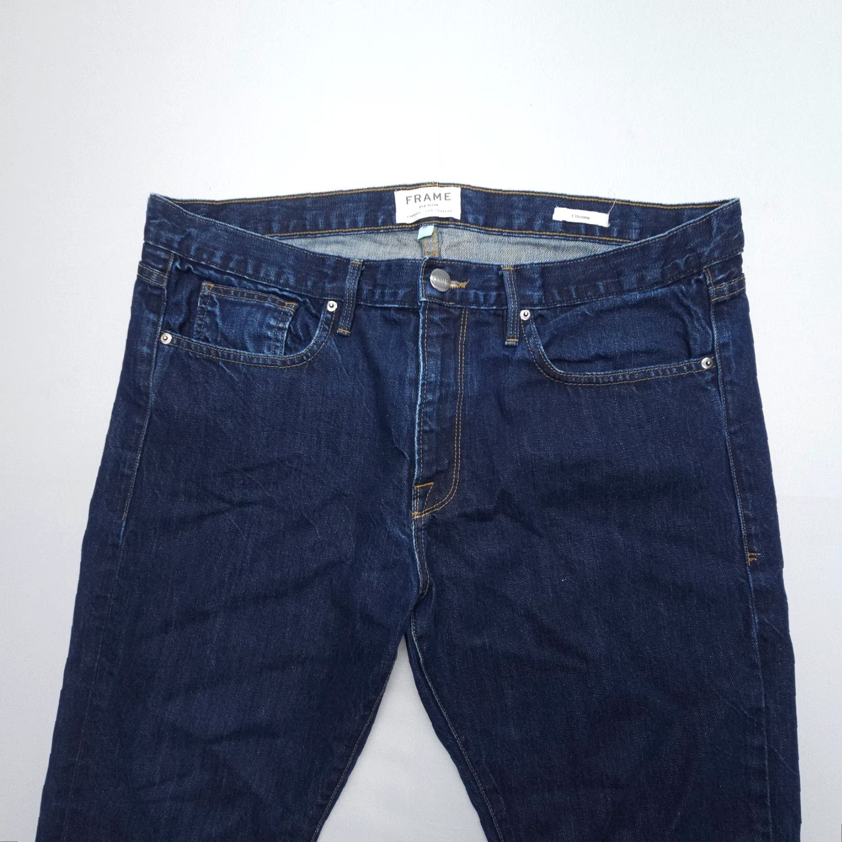 Frame VINTAGE Frame L'Homme Straight Jeans Mens 36 x 28" Dark Wash Blue Point Reyes USA Made Size US 36 / EU 52 - 5 Thumbnail