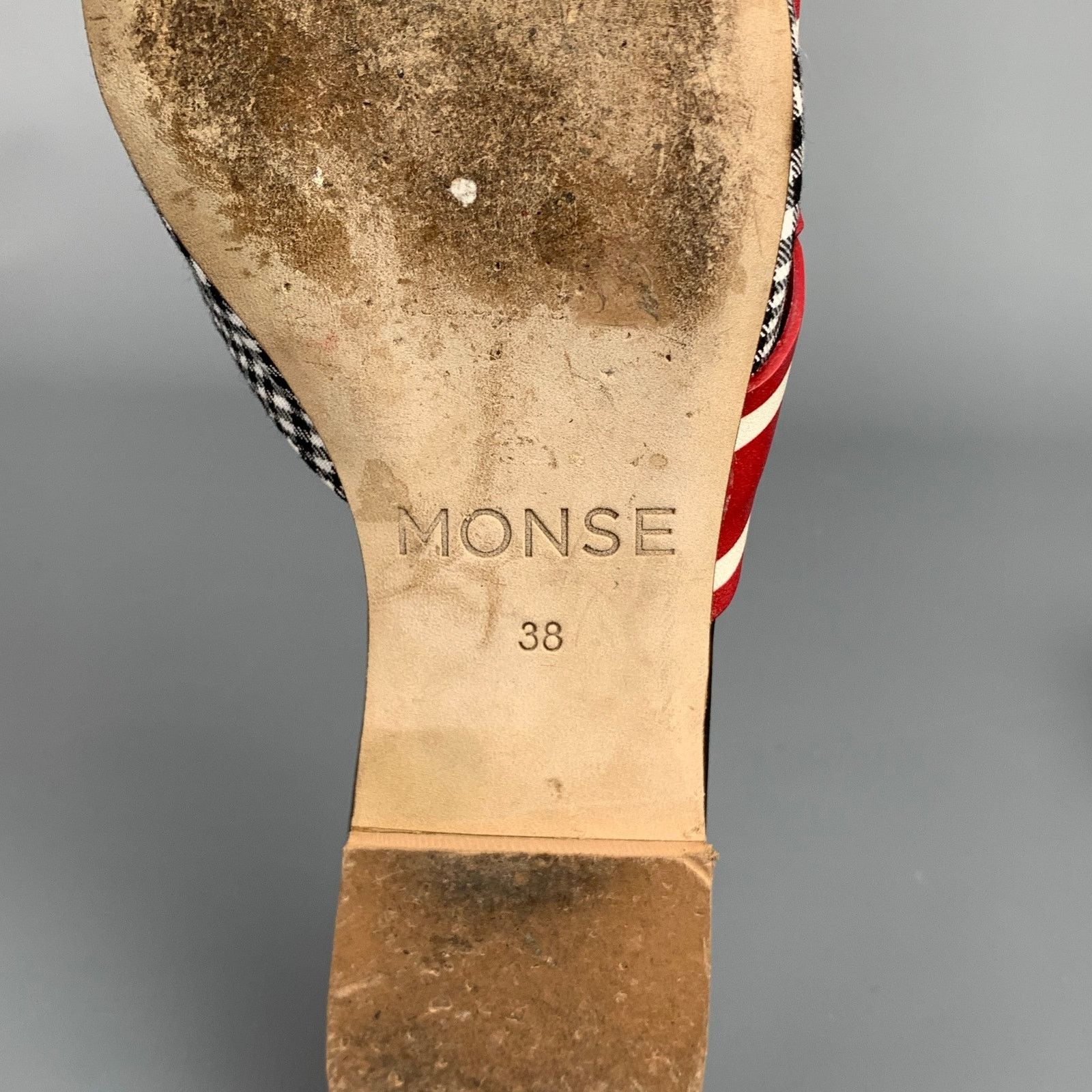 MONSE MONSE Red & Black Fabric Buckle Pointed Toe Mule Flats Size US 8 / IT 38 - 6 Thumbnail