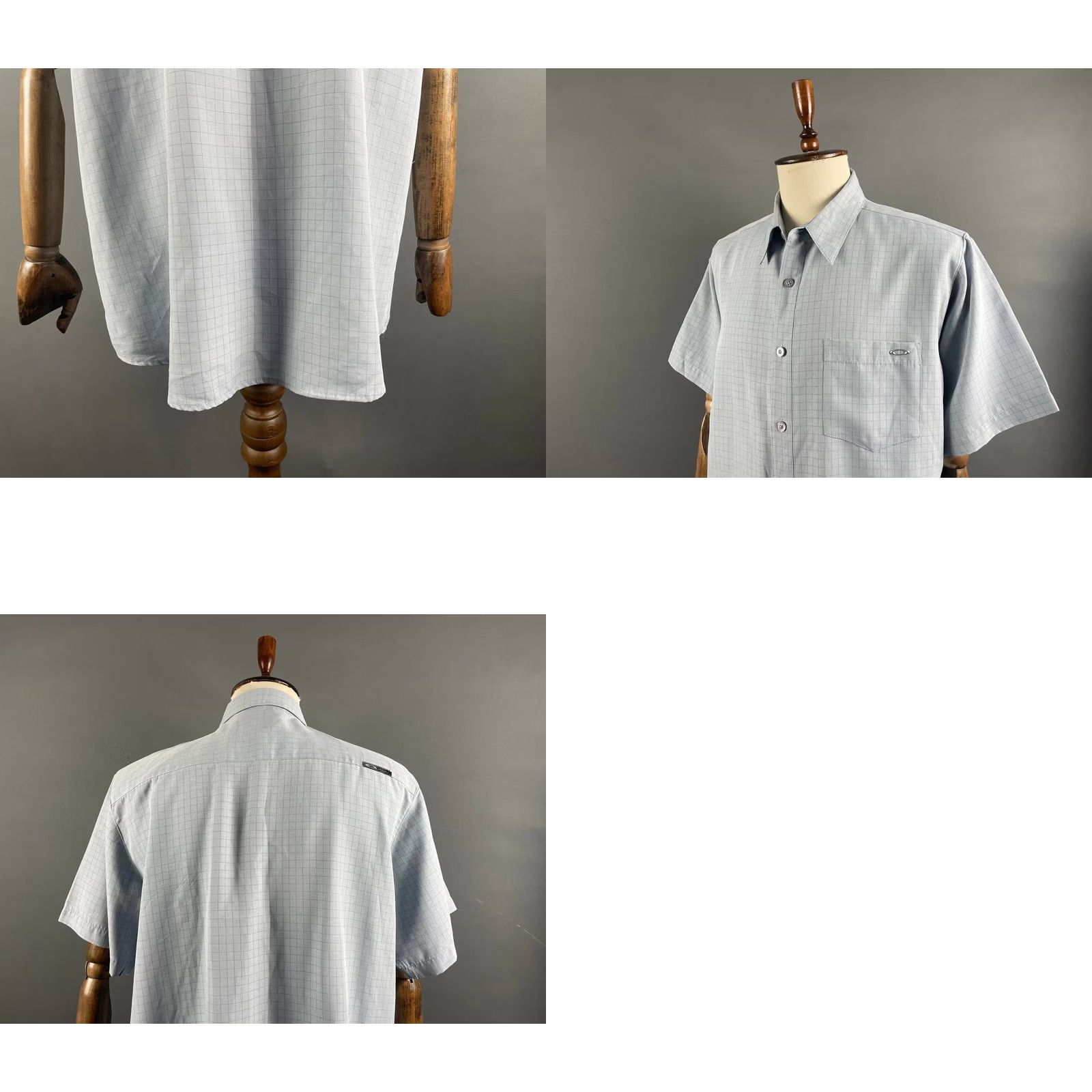 Oakley Oakley Mens Button-Up Shirt XL Gray Rayon Short Sleeve Casual Dress Shirt Slimming Breathable Pockets Size US XL / EU 56 / 4 - 8 Thumbnail