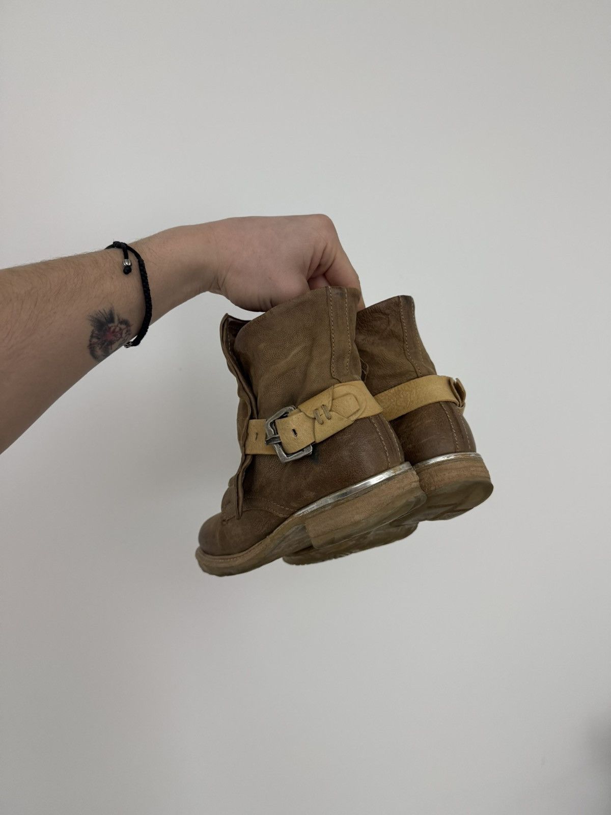 A.S.98 Vintage A.S 98 Leather Ankle Biker Boots Italy Beige Size US 9 / IT 39 - 4 Thumbnail