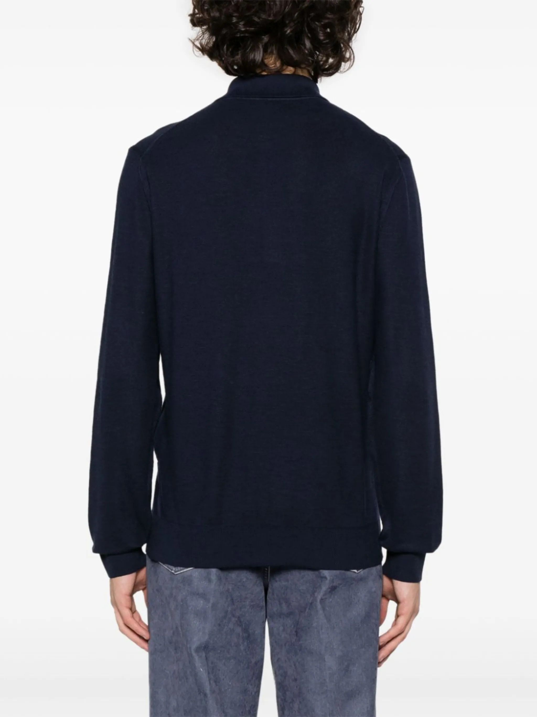 Tom Ford o1w1db10125 KPL014 Long-sleeve Silk-blend Polo Shirt in Navy Size US L / EU 52-54 / 3 - 4 Thumbnail