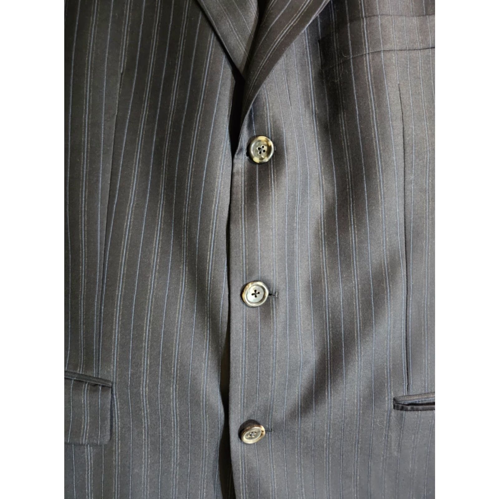 Hugo Boss HUGO BOSS Classic 2 Pc Lucca Lanificio Cerruti Blue Pin Suit Mens 44 34x28 Striped Size 44R - 5 Thumbnail