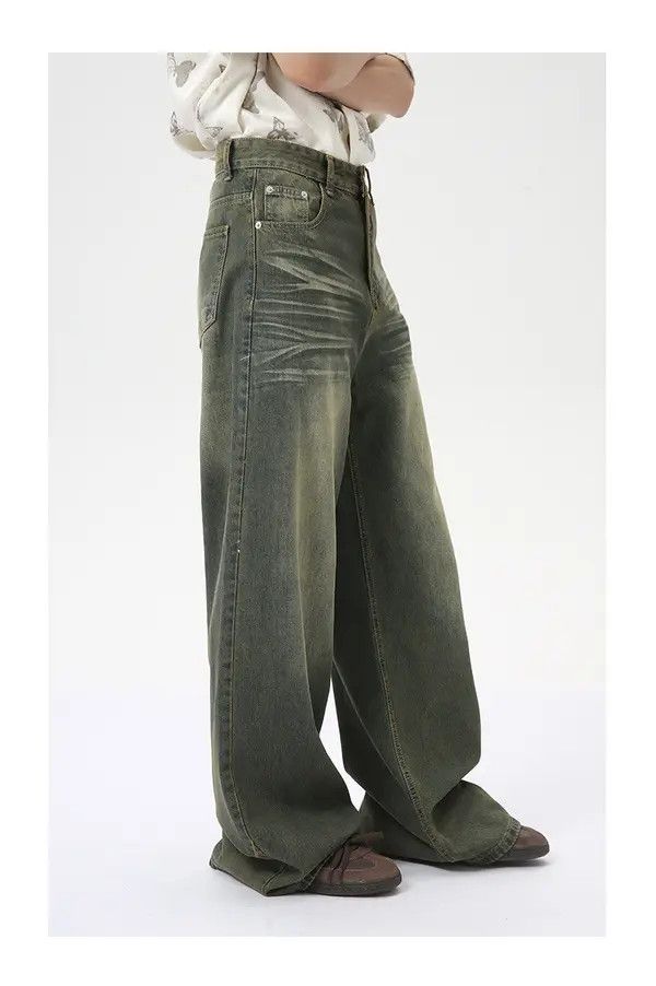 Japanese Brand American street retro distressed straight wide-leg jeans Size US 32 / EU 48 - 5 Thumbnail