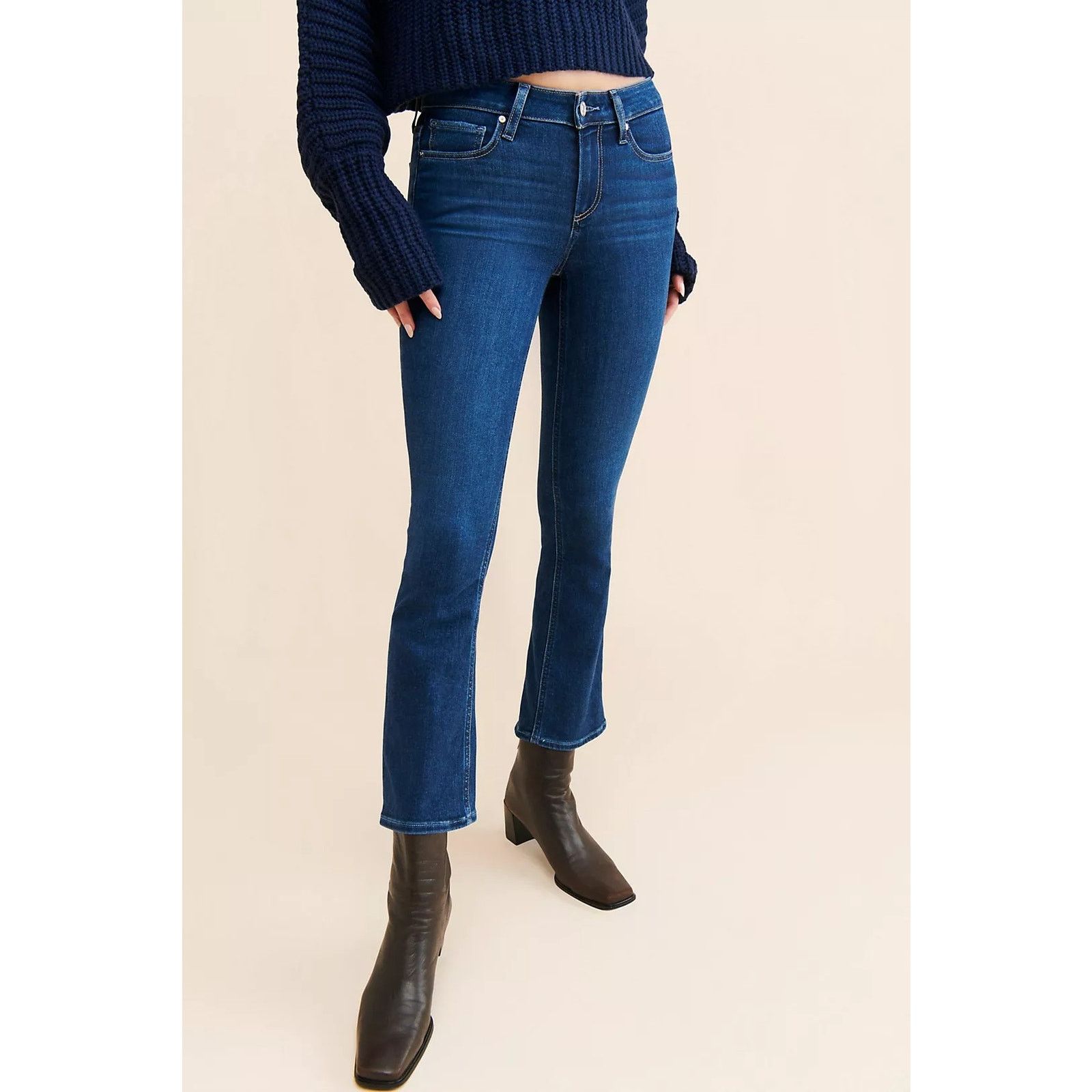 Paige PAIGE Shelby Crop Flare Jeans Blue Dark Wash Womens 30 Size 30" / US 8 / IT 44 - 1 Thumbnail
