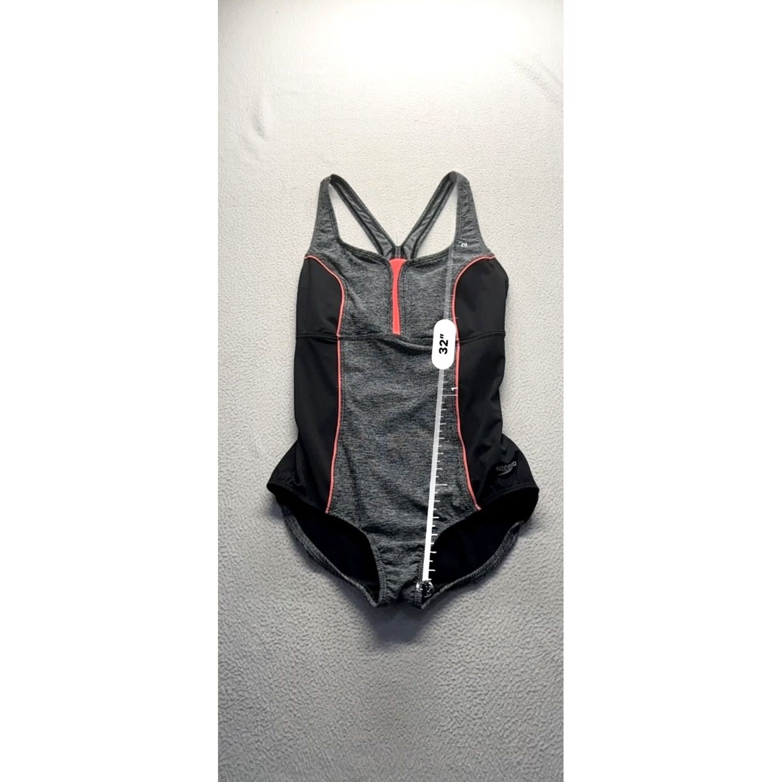 Speedo Speedo Womens One-Piece Athletic Swimsuit Size 12 Gray Racerback 7810 - Pre-Owned Like New Size ONE SIZE - 4 Thumbnail