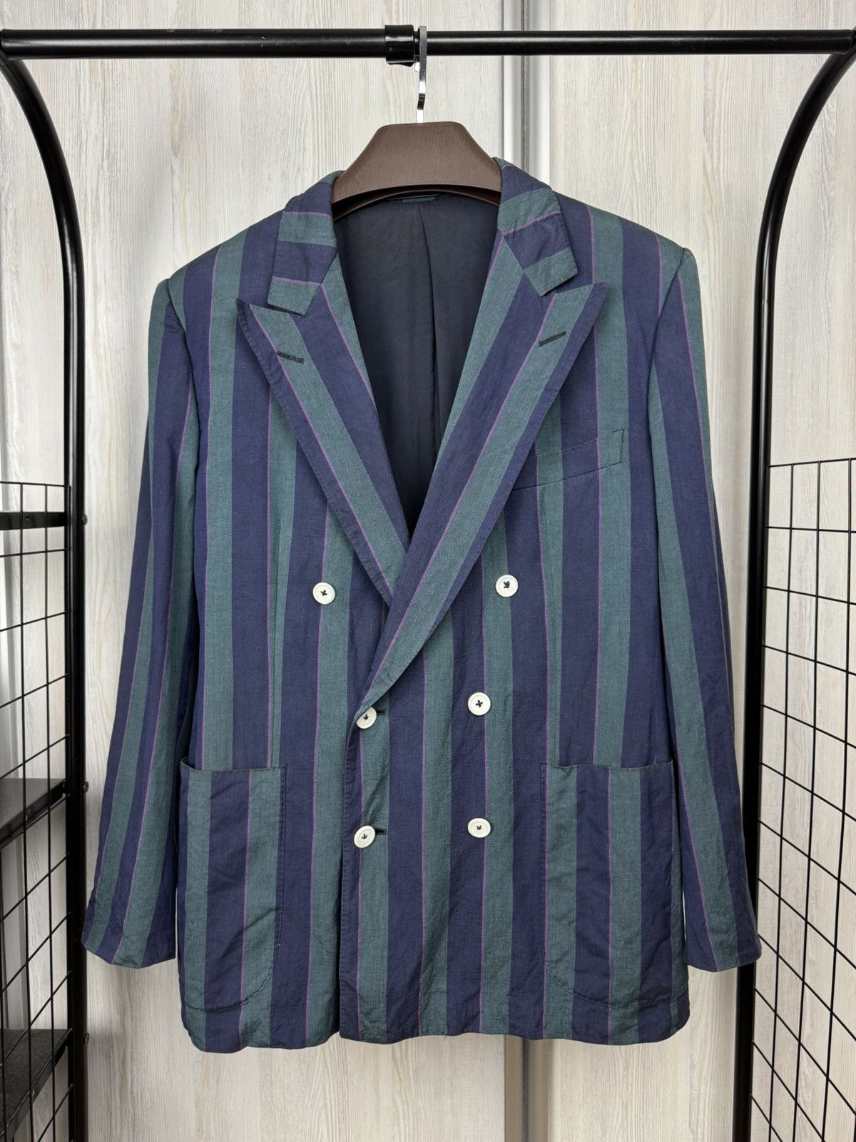 Alfred Dunhill Dunhill vintage double breasted made in Italy striped blazer Size 44R - 2 Thumbnail