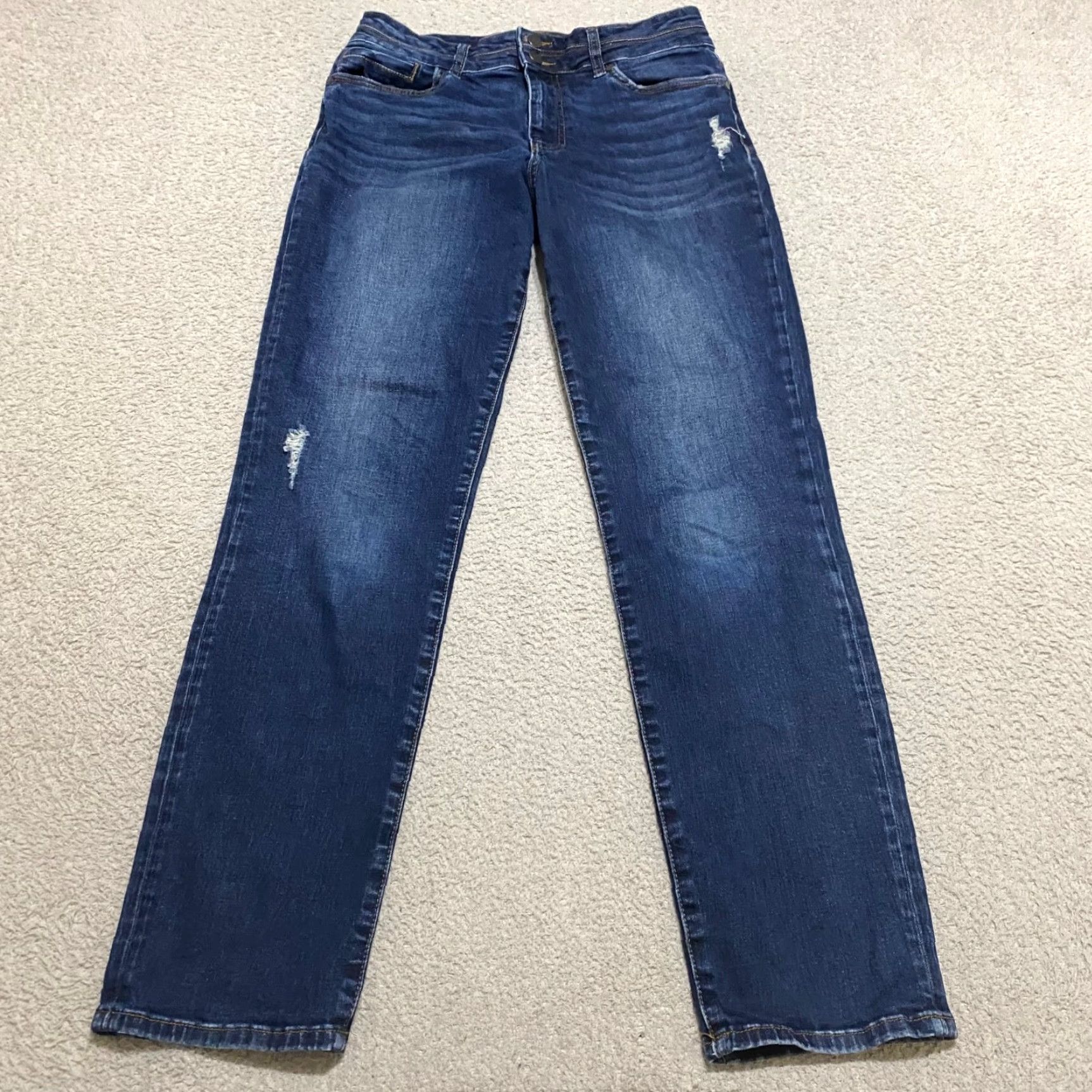 Vintage KUT from the Kloth Womens Jeans Blue Dark Wash High Rise Boyfriend Distressed 6 Regular Denim Stretch Style Size 28" / US 6 / IT 42 - 2 Thumbnail