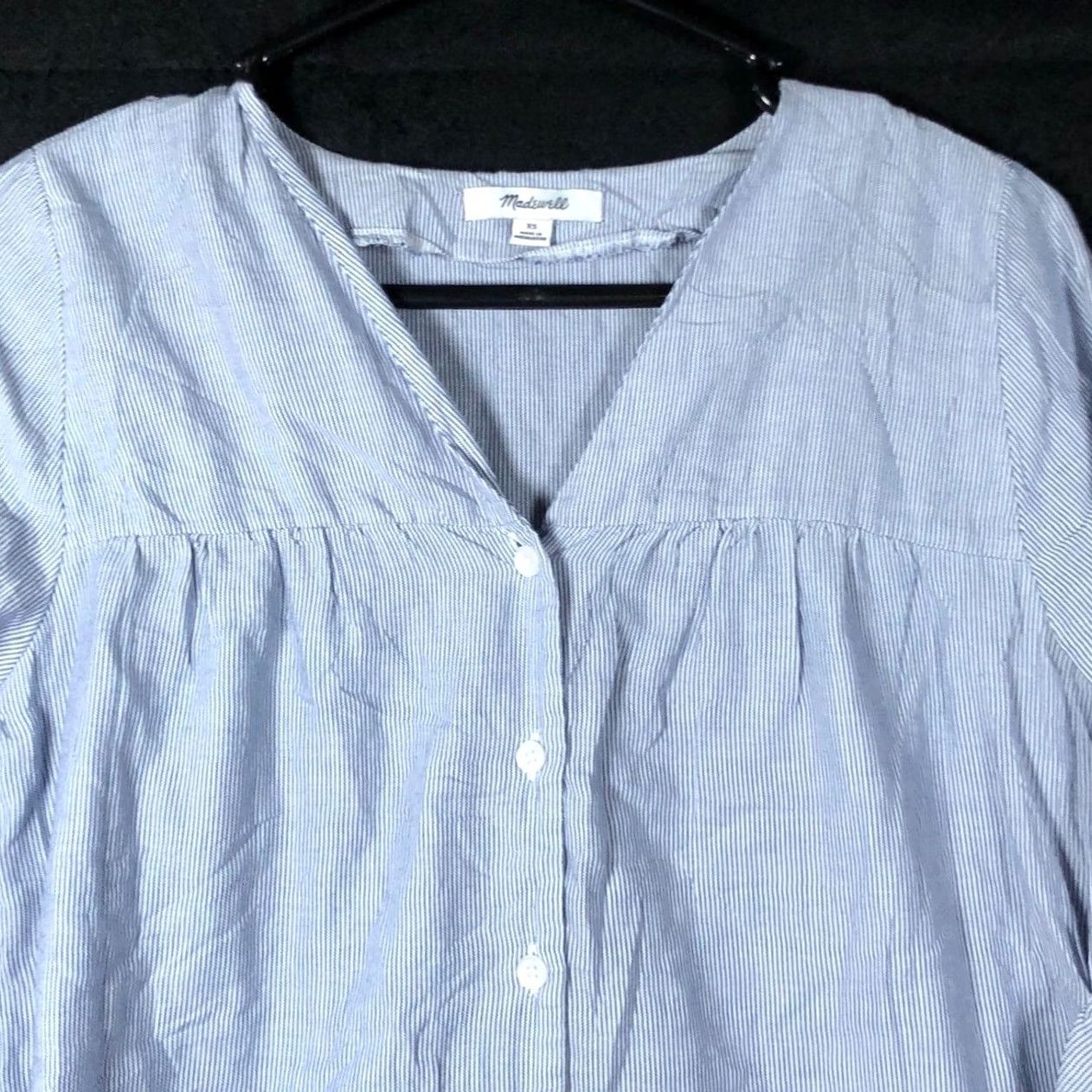 Madewell Madewell Shirt Blue White Veranda Bell Sleeve Button Down XS Adults Womens Shirt Bell Sleeve Casual Preppy Normcore 3/4 Sleeve Lightweight Easy Care Size XS / US 0-2 / IT 36-38 - 2 Thumbnail