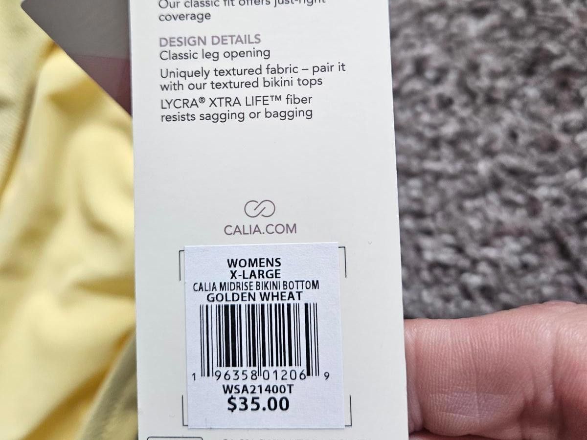 Designer Nwt Calia Women's XL Yellow Bikini Bottom Size ONE SIZE - 6 Thumbnail