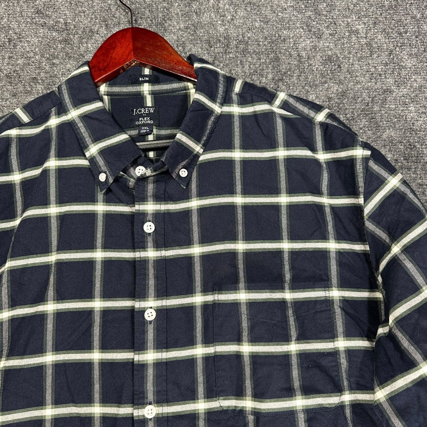 J.Crew J.CREW Shirt Mens XXL Slim Flex Oxford Blue White Cotton Plaid Button Down Pocket Casual Workwear Size US XXL / EU 58 / 5 - 4 Thumbnail
