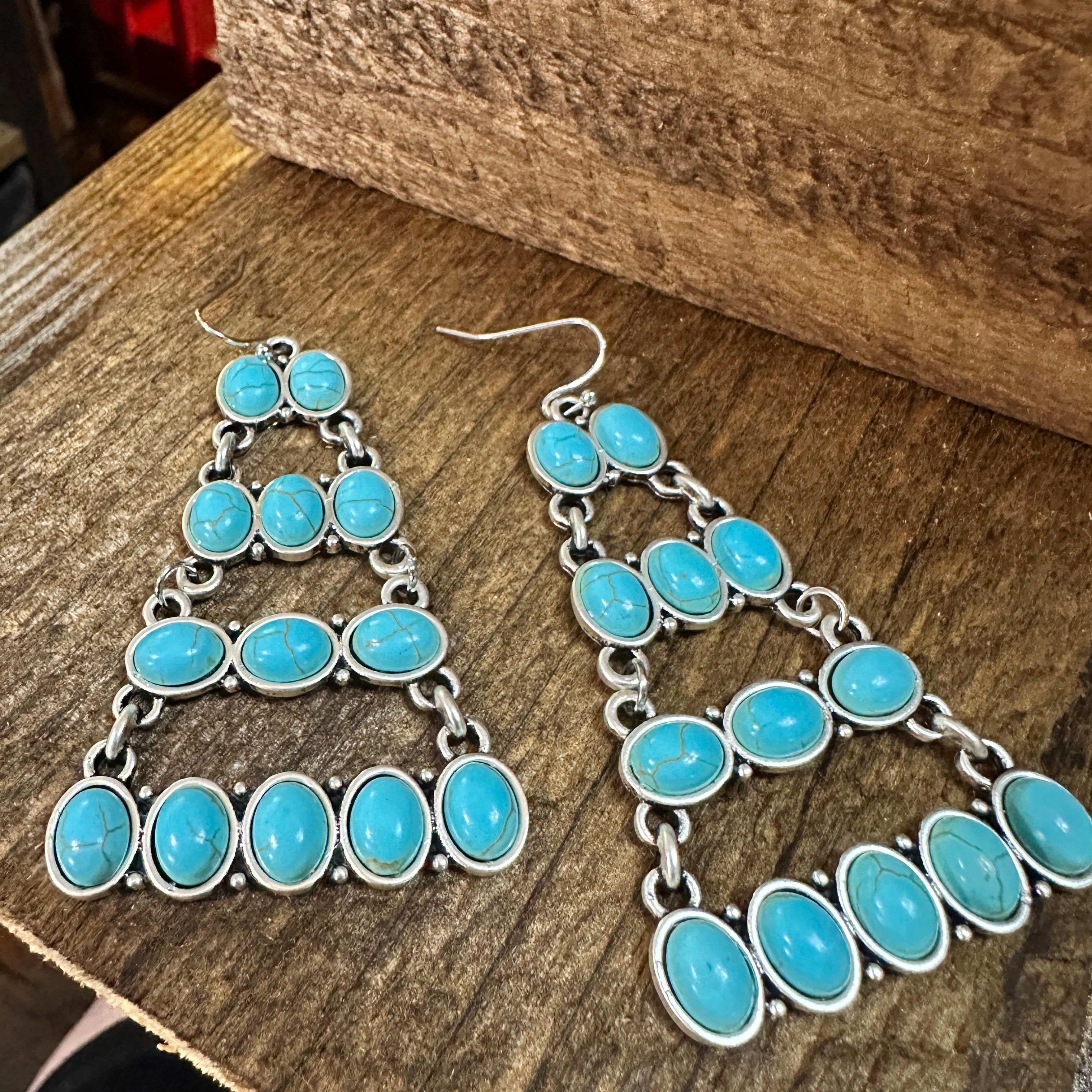 Other Stylish 724578 Turquoise Earrings 2.5 Inches Long Size ONE SIZE - 8 Thumbnail