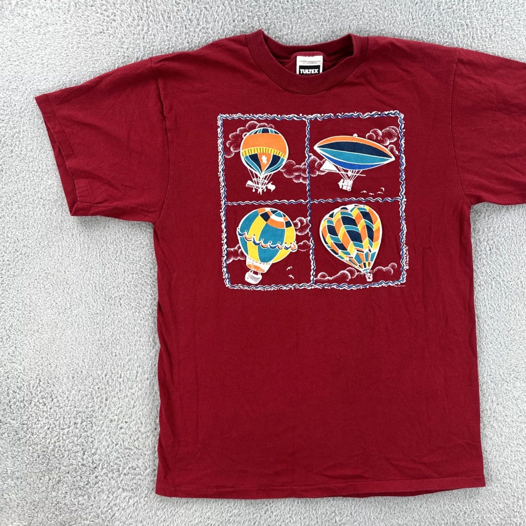 Tultex VINTAGE Tultex Shirt Mens L Red Single Stitch Tee 90s Hot Air Balloon Graphic Print Crew Neck Short Sleeve Mens Size US L / EU 52-54 / 3 - 3 Thumbnail