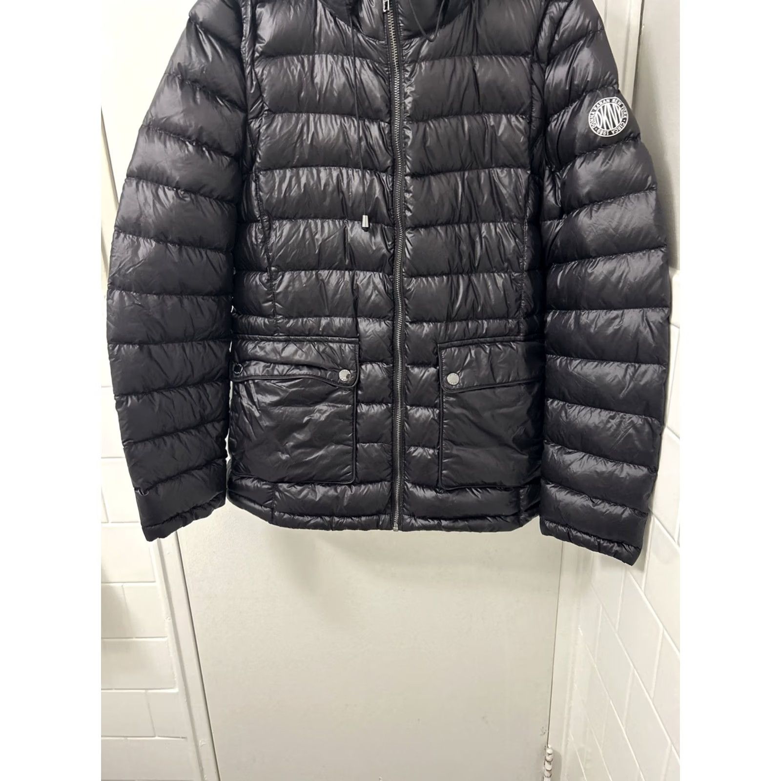 DKNY DKNY Puffer Jacket Womens M Black Hooded Full Zip Pockets Coat Convertible Vest Mens? Girls? Size M / US 6-8 / IT 42-44 - 3 Thumbnail