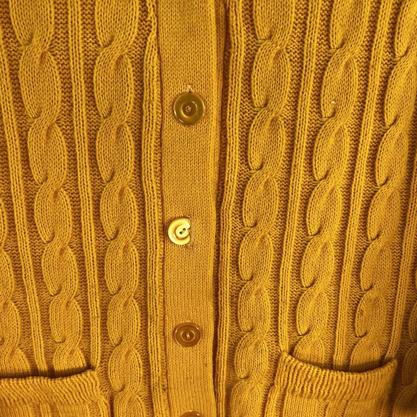 Vintage VINTAGE May's Cardigan Shirt Women S Yellow Cable Knit 80s 90s Bohemian Raglan Sleeve Button Size S/M Size S / US 4 / IT 40 - 4 Thumbnail