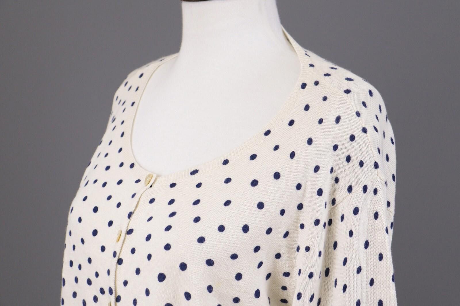 Designer Gudrun Sjoden White Polka Dot Knit Cardigan Sweater Size L Size L / US 10 / IT 46 - 7 Thumbnail