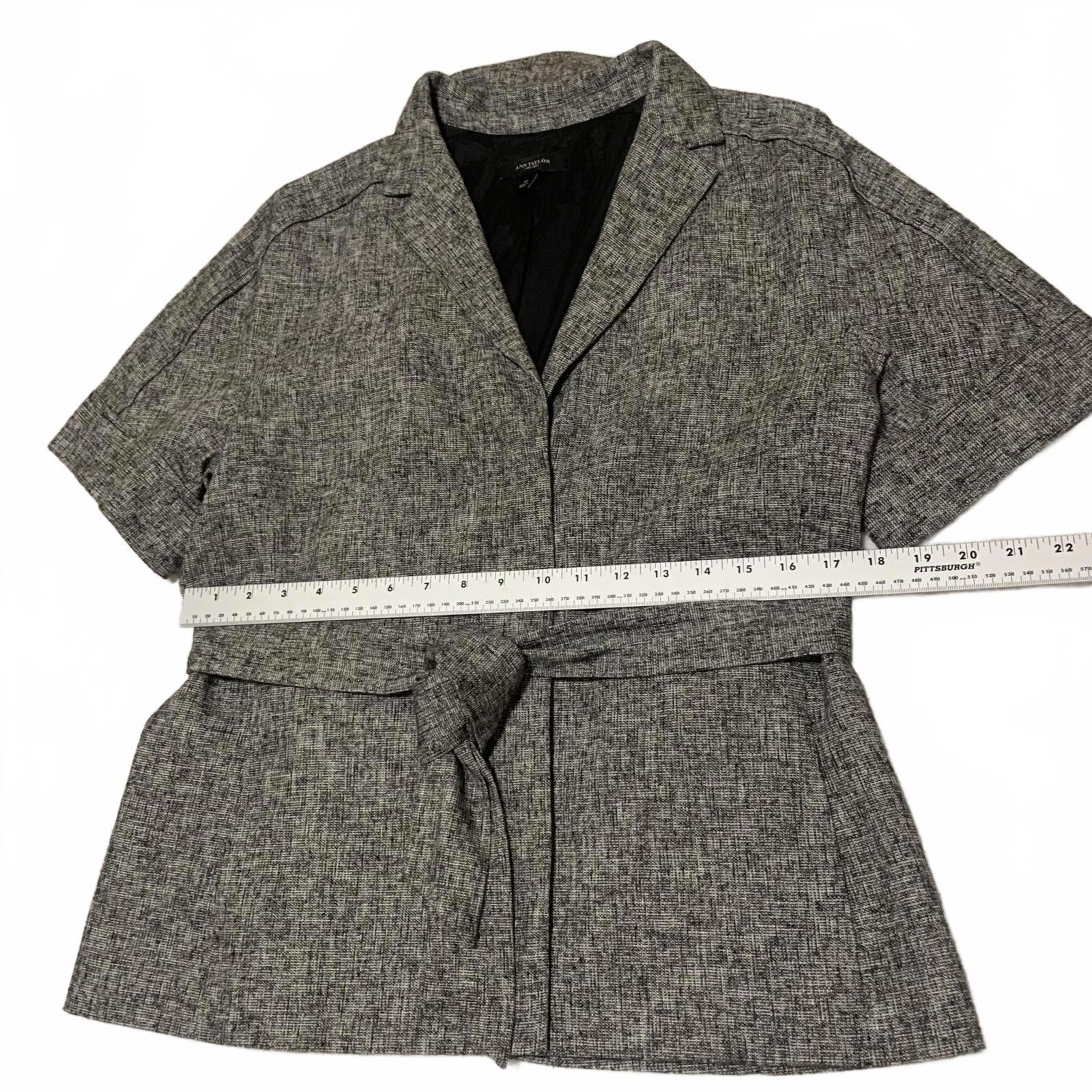 Ann Taylor Ann Taylor Women's Size 12 Gray Short Sleeve Belted Blazer Size XL / US 12-14 / IT 48-50 - 6 Thumbnail