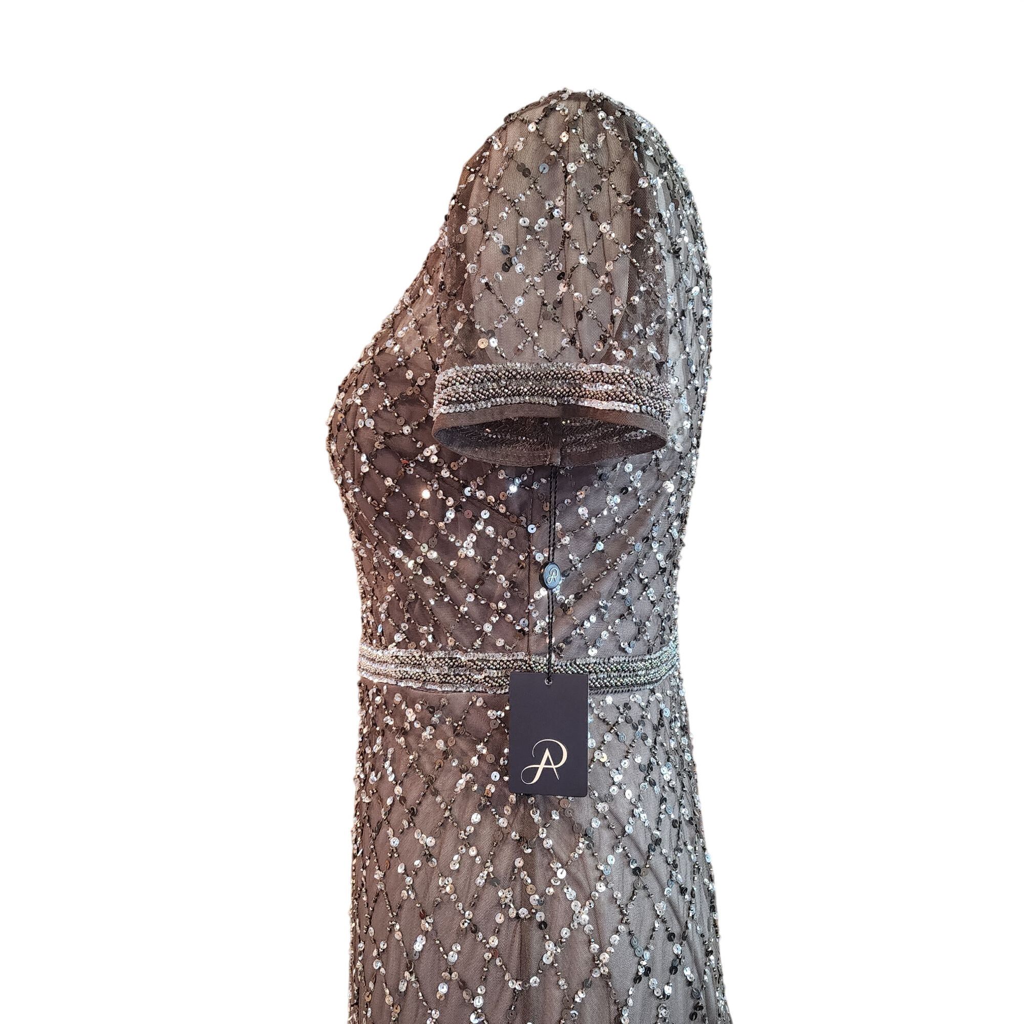 Adrianna Papell Adrianna Papell Short Sleeve Sequined Long Dress with Godets Size M / US 6-8 / IT 42-44 - 6 Thumbnail
