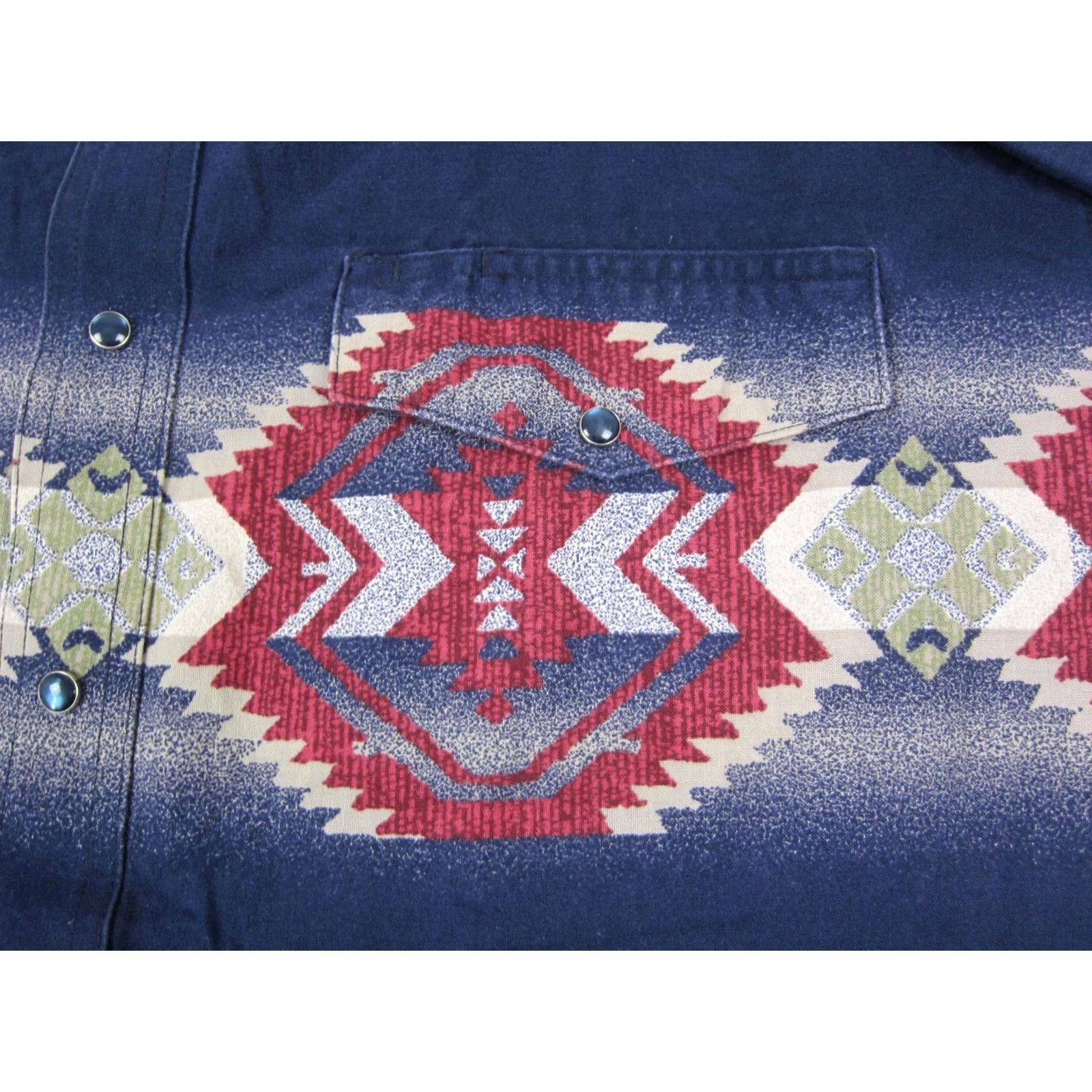 Wrangler VINTAGE Wrangler Shirt Mens XL Blue Aztec Snap Brushpopper 90s Western Button-Up Long Sleeve Collared Cotton Blue 90s Mens Size US XL / EU 56 / 4 - 4 Thumbnail
