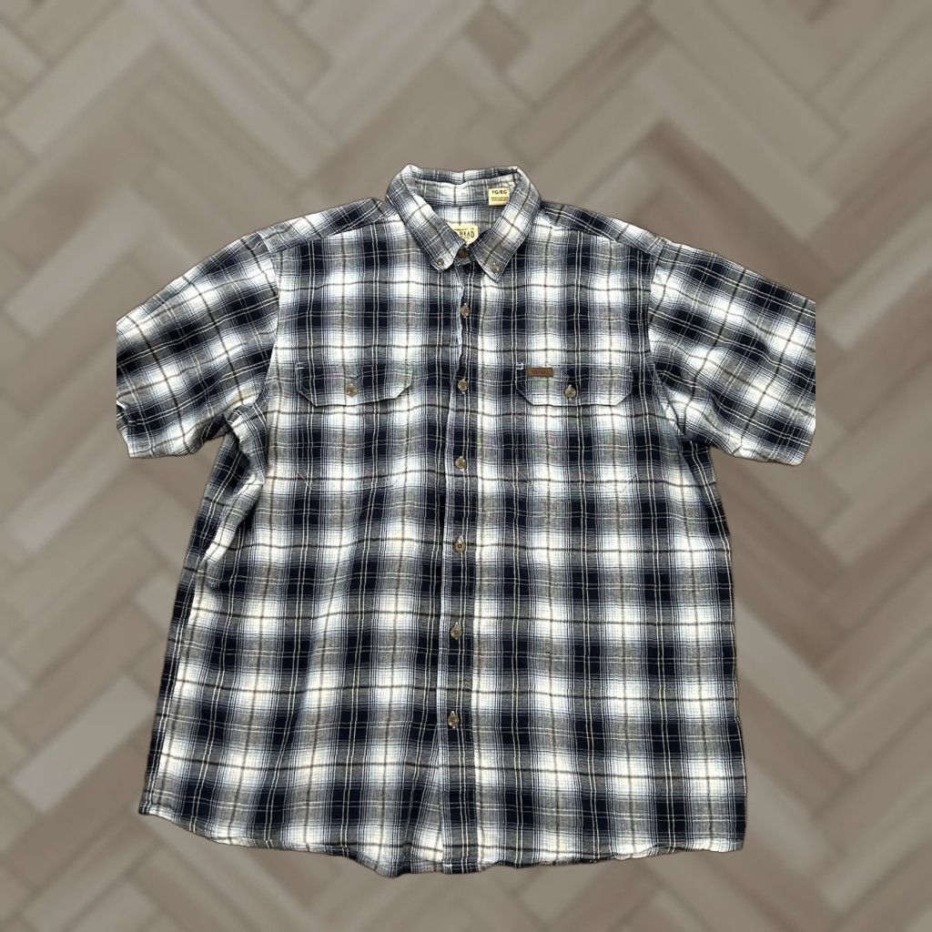 Vintage VINTAGE? RedHead WorkHorse Button-Down Shirt Short Sleeves Blue Plaid XL? Size US XL / EU 56 / 4 - 1 Thumbnail
