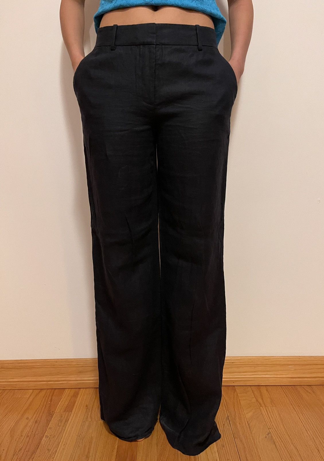 Lafayette 148 Lafayette 148 Black Linen Wide-Leg Trousers-Size: S Size 26" / US 2 / IT 38 - 1 Thumbnail