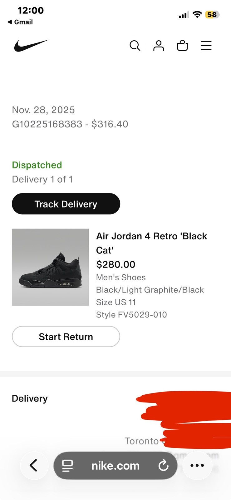 Nike Nike Air Jordan 4 “Black Cat” 2025 Size 11 Size US 11 / EU 44 - 11 Thumbnail