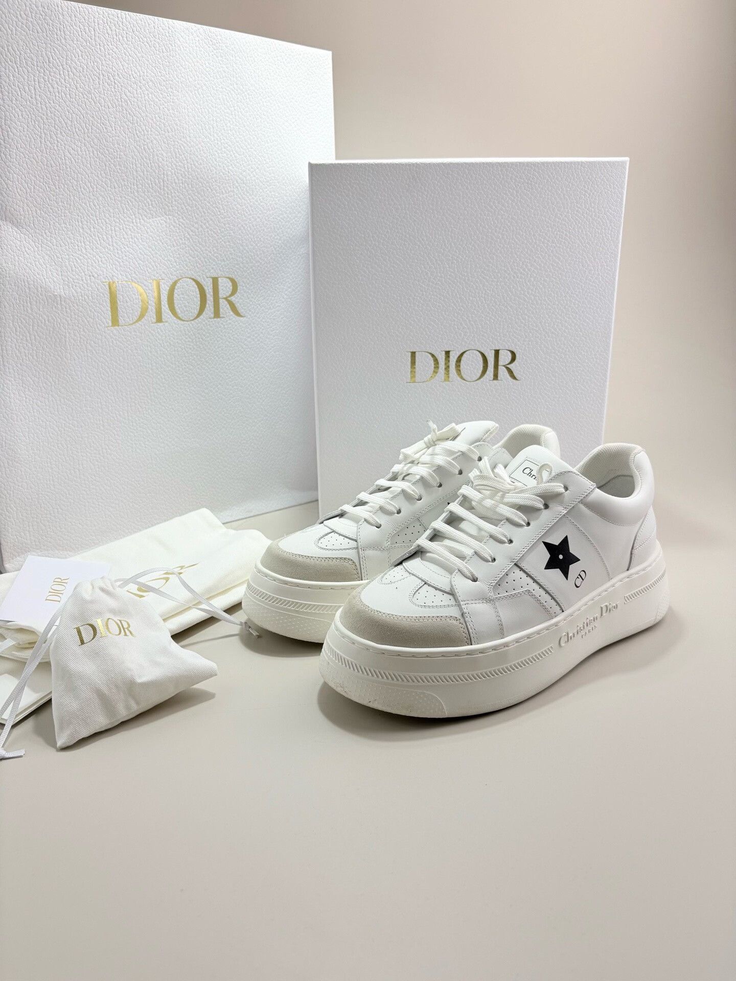 Dior Dior Star Platform White Sneakers Size US 8 / IT 38 - 1 Thumbnail