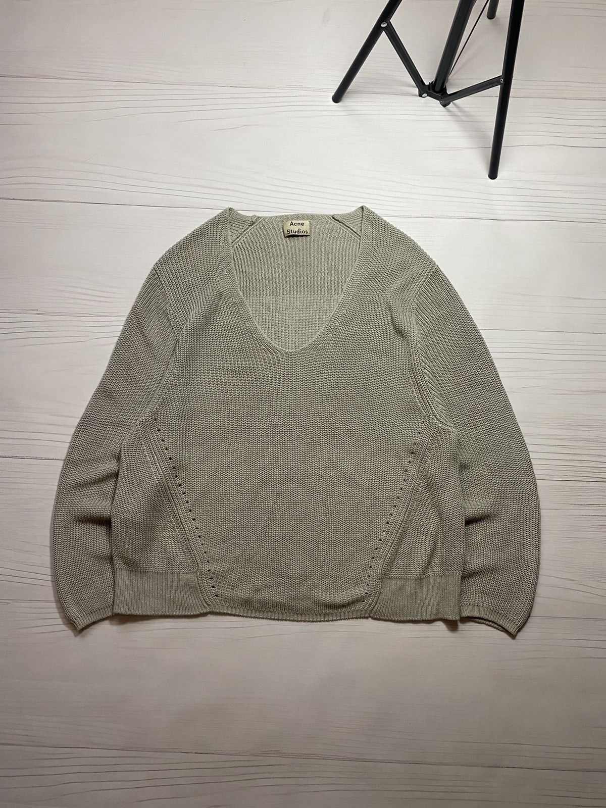 Acne Studios Acne Studios Deborah Chunky SS16 V-neck Linen sweater Size L / US 10 / IT 46 - 1 Thumbnail
