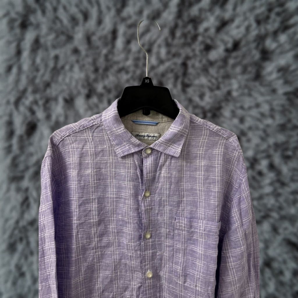 Tommy Bahama Tommy Bahama Shirt Mens Medium Purple Plaid 100% Linen Button-Down Long Sleeve Shirt Size US M / EU 48-50 / 2 - 1 Thumbnail