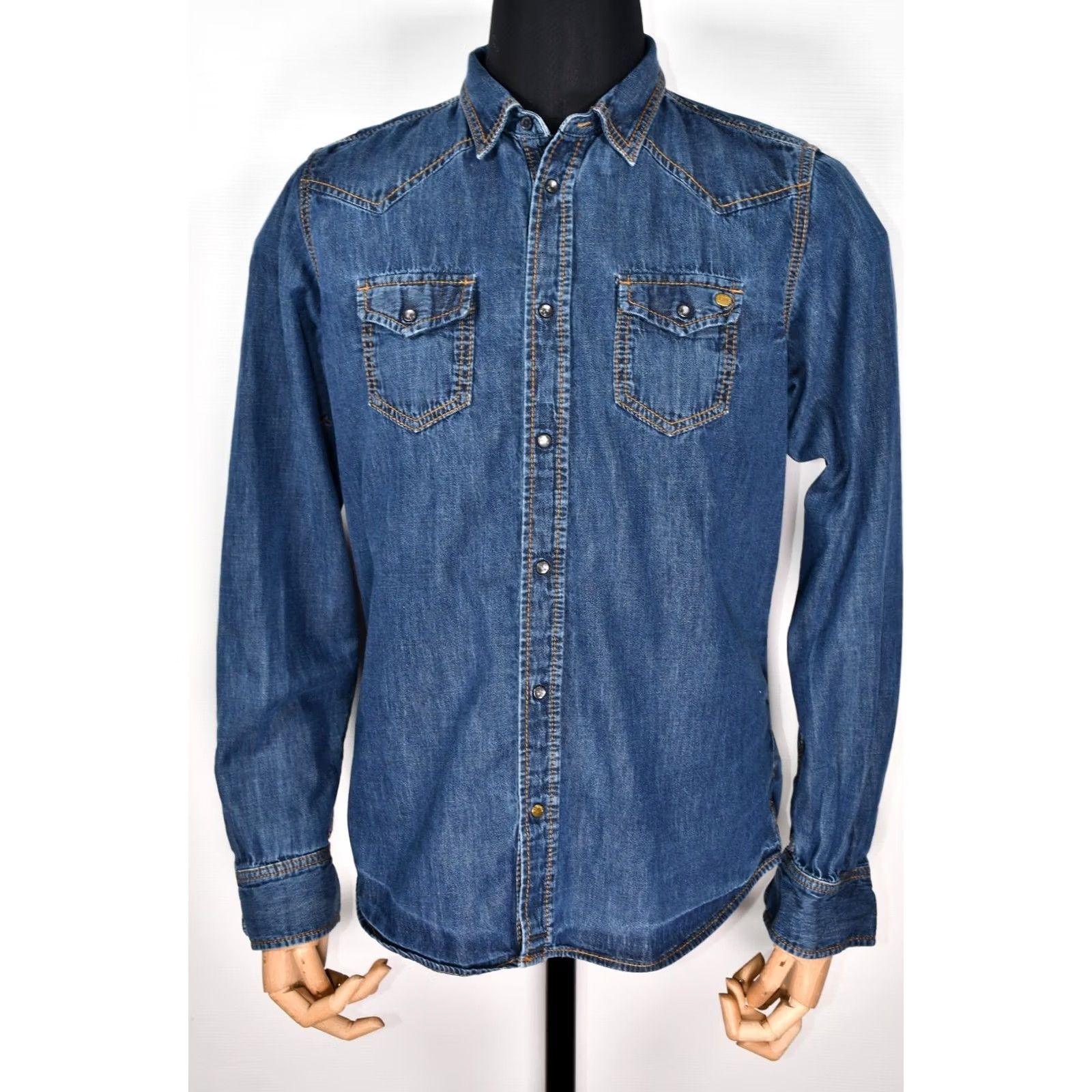 Diesel Diesel Shirt Denim Long Sleeve Slim Fit Snap Pockets Men XL Blue - 100% Cotton, Classic Fit, Button-Up, Casual/Party/Cocktail Size US XL / EU 56 / 4 - 2 Thumbnail