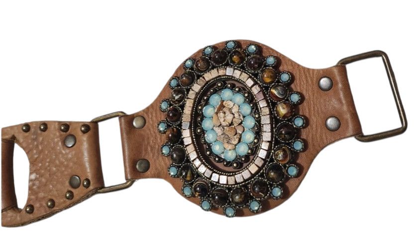 Other LeatheRock Custom Linked Leather Studded Rhinstone Size M/L Size ONE SIZE - 8 Thumbnail