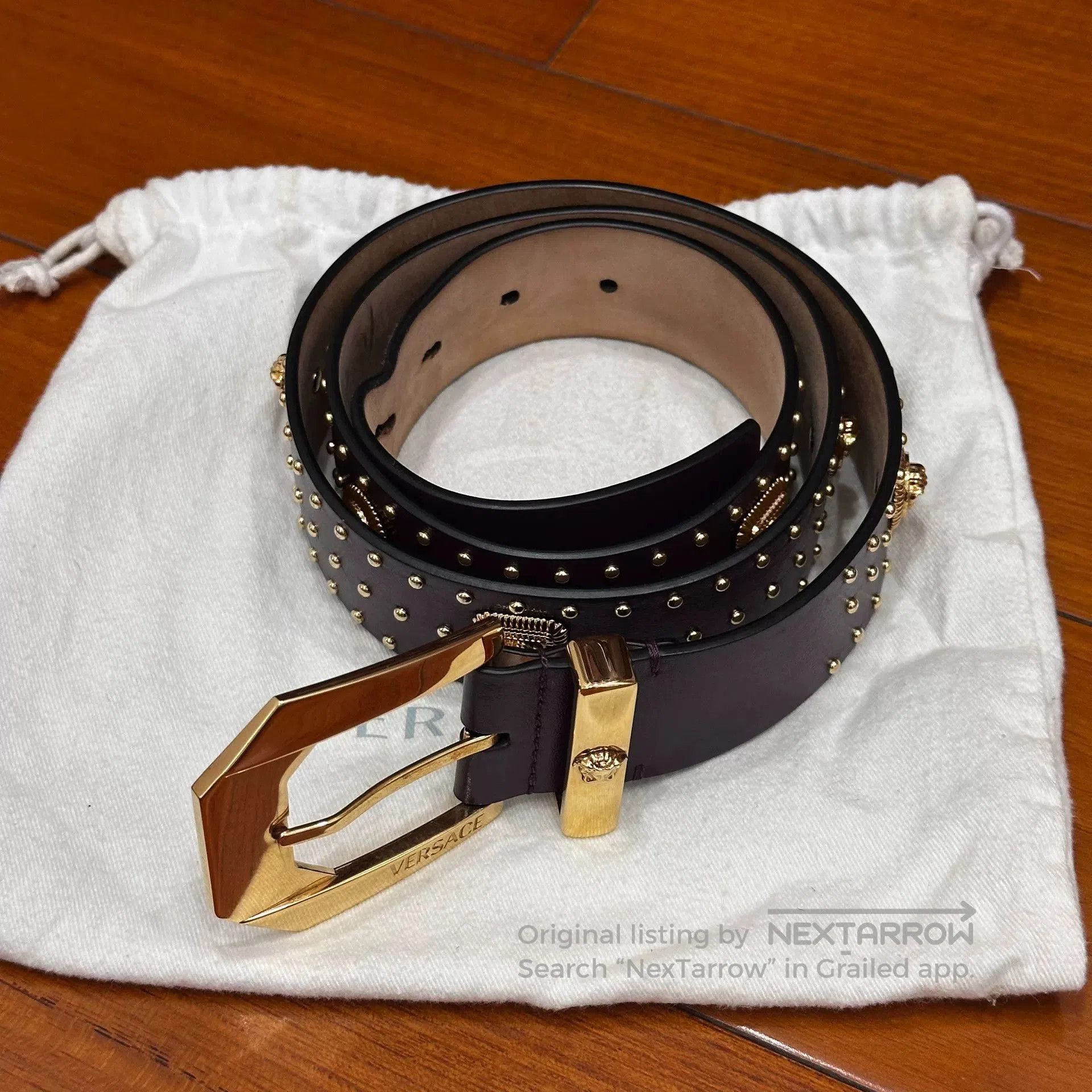 Versace Versace Medusa Studded Belt in Purple. Size ONE SIZE - 1 Thumbnail