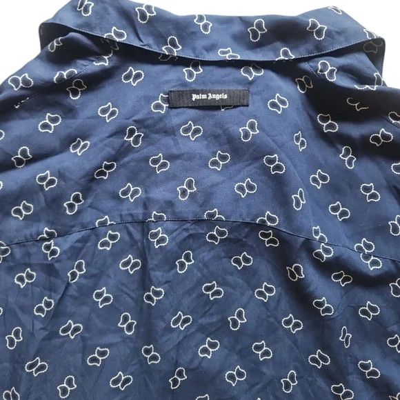Palm Angels Long Sleeve Paisley Bowling Shirt in Navy Size US M / EU 48-50 / 2 - 5 Thumbnail