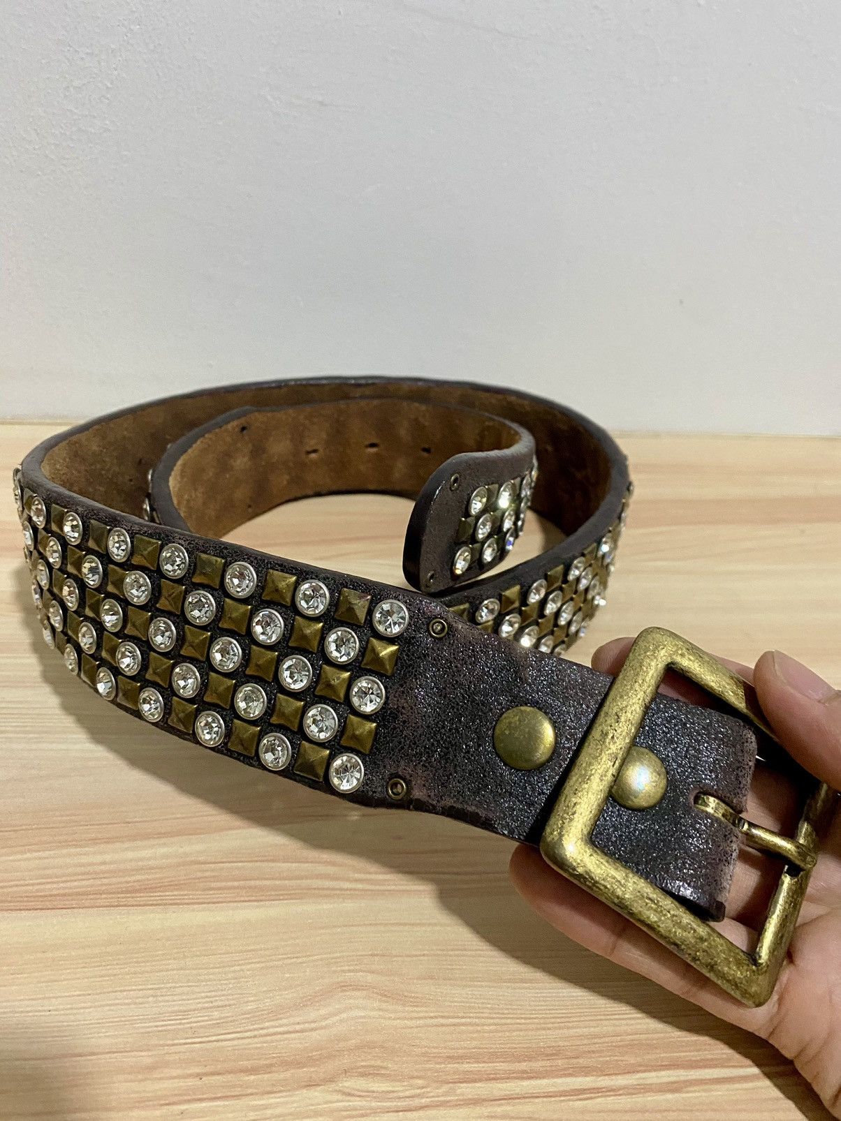 Japanese Brand Vintage Studded leather Belt Inspired BB SIMONS Size ONE SIZE - 8 Thumbnail