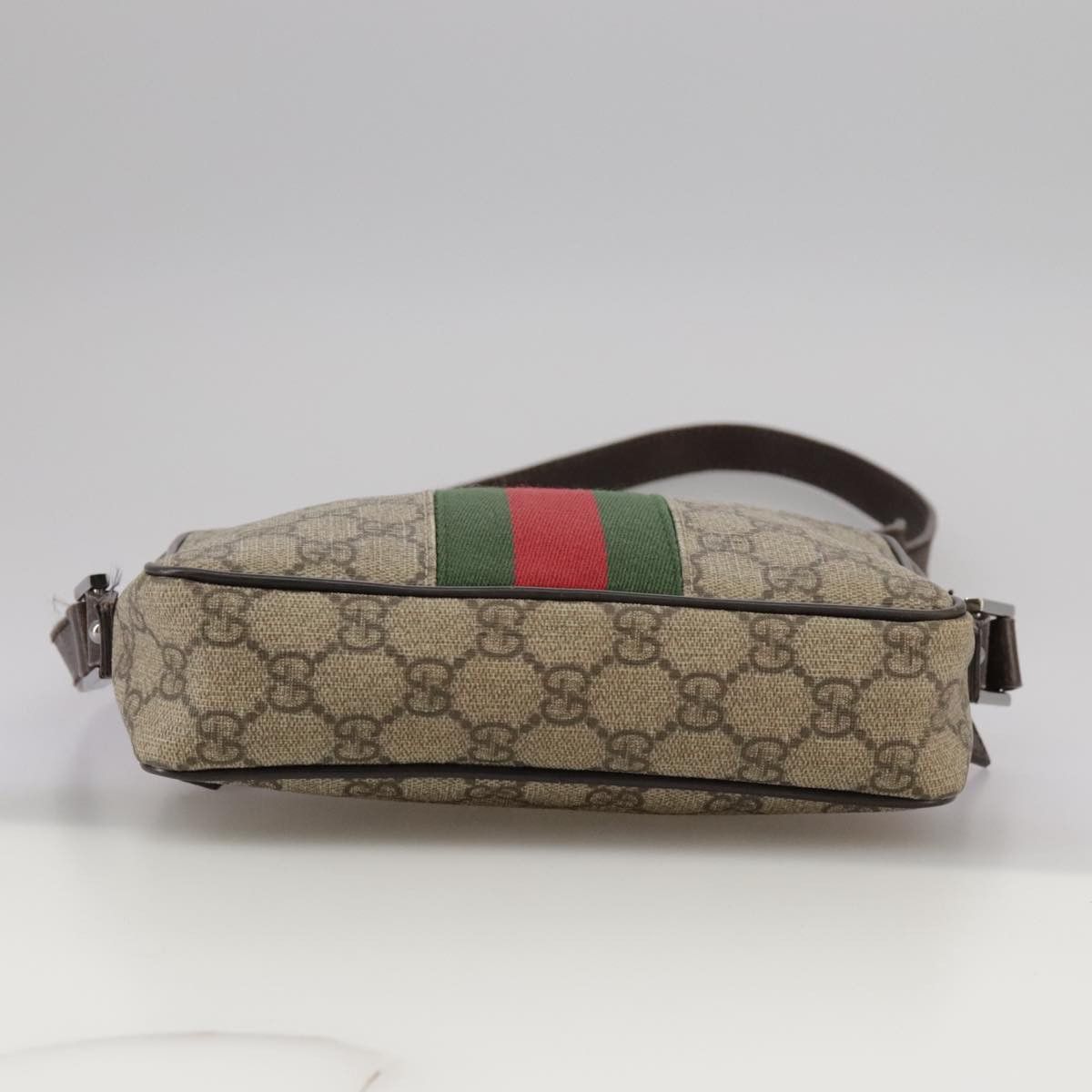 Gucci GUCCI GG Supreme Web Sherry Line Shoulder Bag Beige Silver Size ONE SIZE - 9 Thumbnail