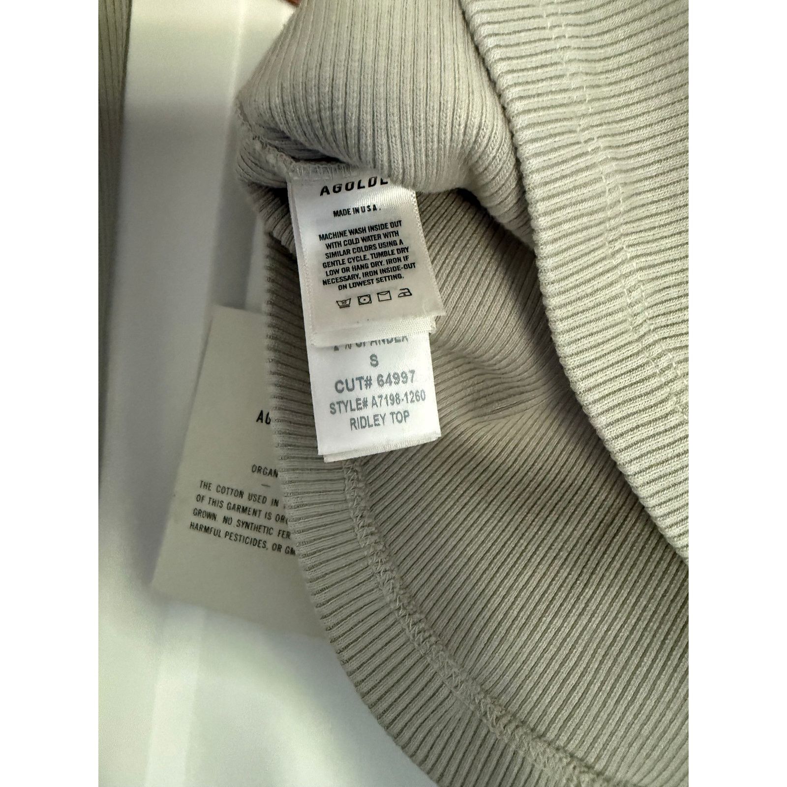 Agolde $118 New Agolde Ridley Rib Top - Rice Paper - Small Size S / US 4 / IT 40 - 11 Thumbnail