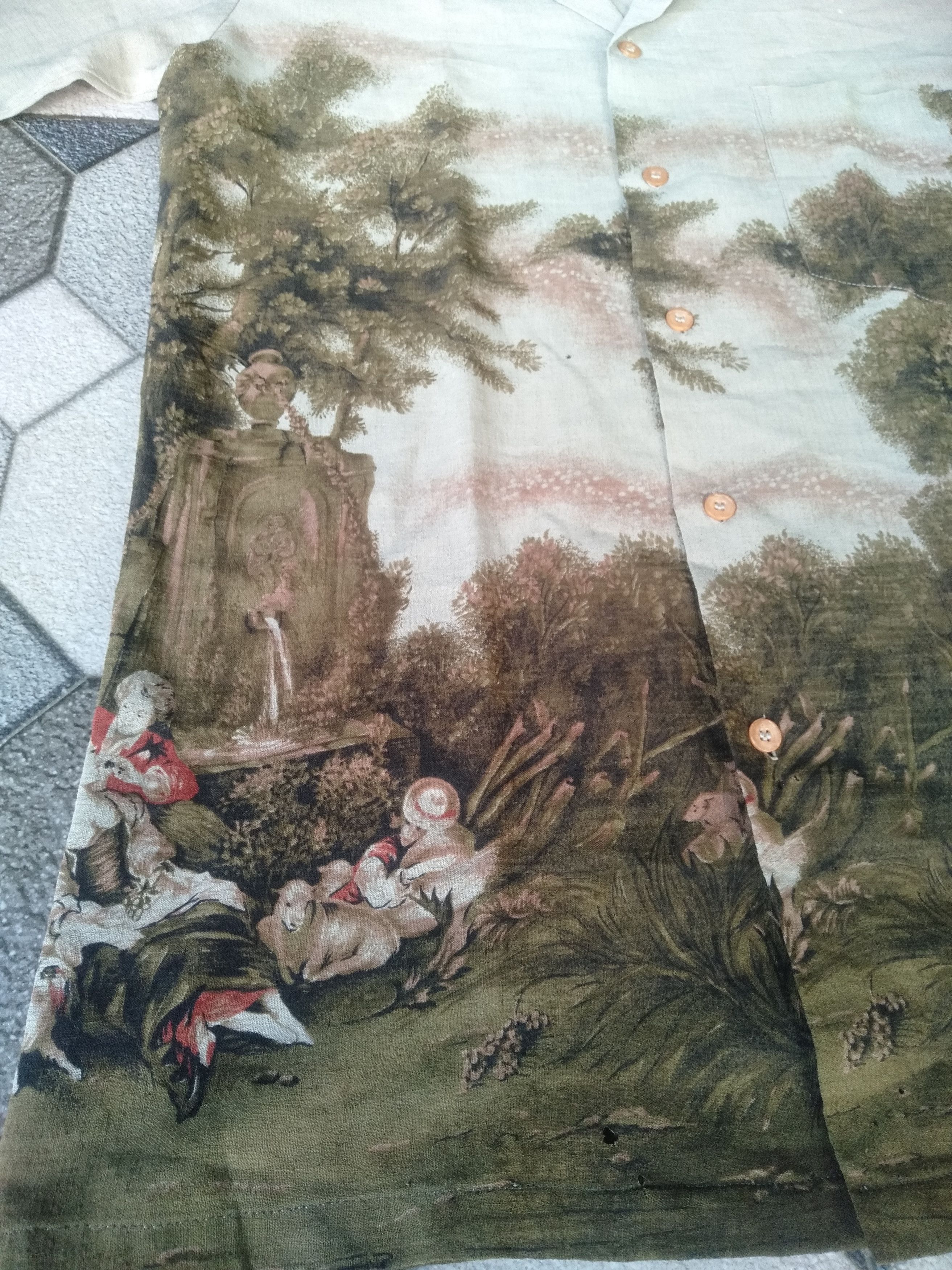 Seditionaries Vintage 80s Print Polo Shirt Louis Aubusson Painting Size US M / EU 48-50 / 2 - 6 Thumbnail